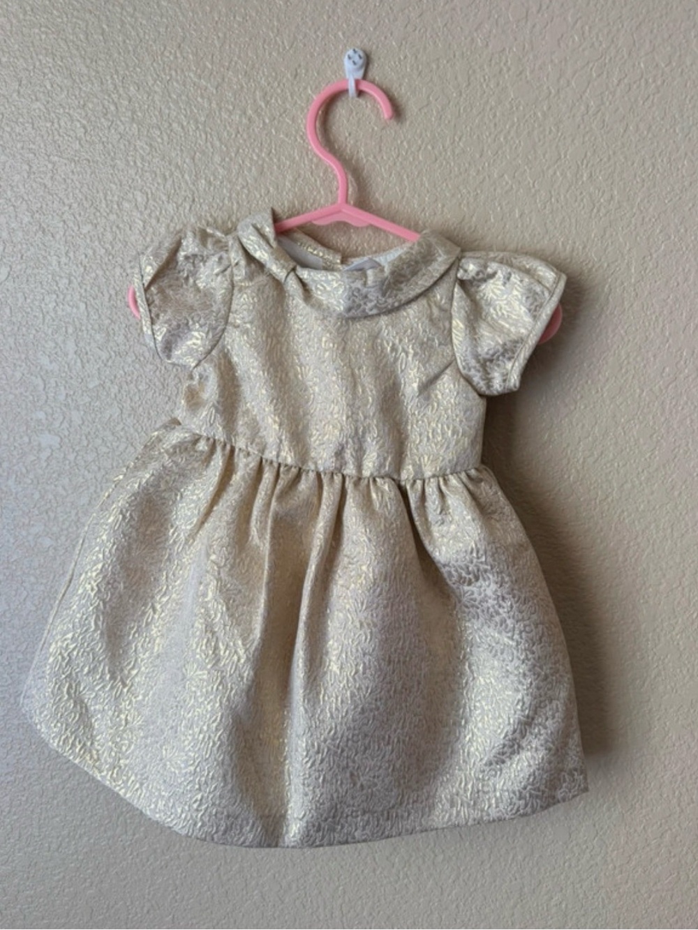 Girls' Metallic Cream Party Dress